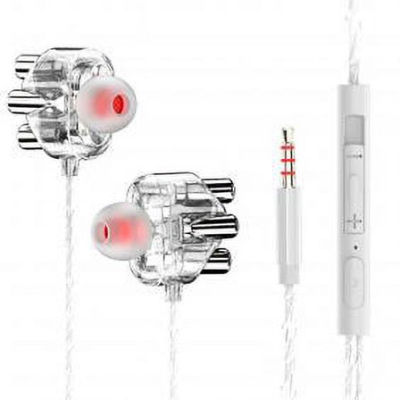 Wired Earphone, Transparent In-Ear Headphones Dual Speaker Wired Earphones Stereo Sports Headset