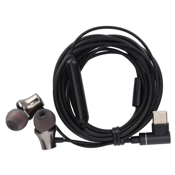 Wired Earphone Type C 3.5mm Noise Cancelling Headphones with Microphone for Most Smartphones and ComputersElbow Type C Black Fish Scale Line