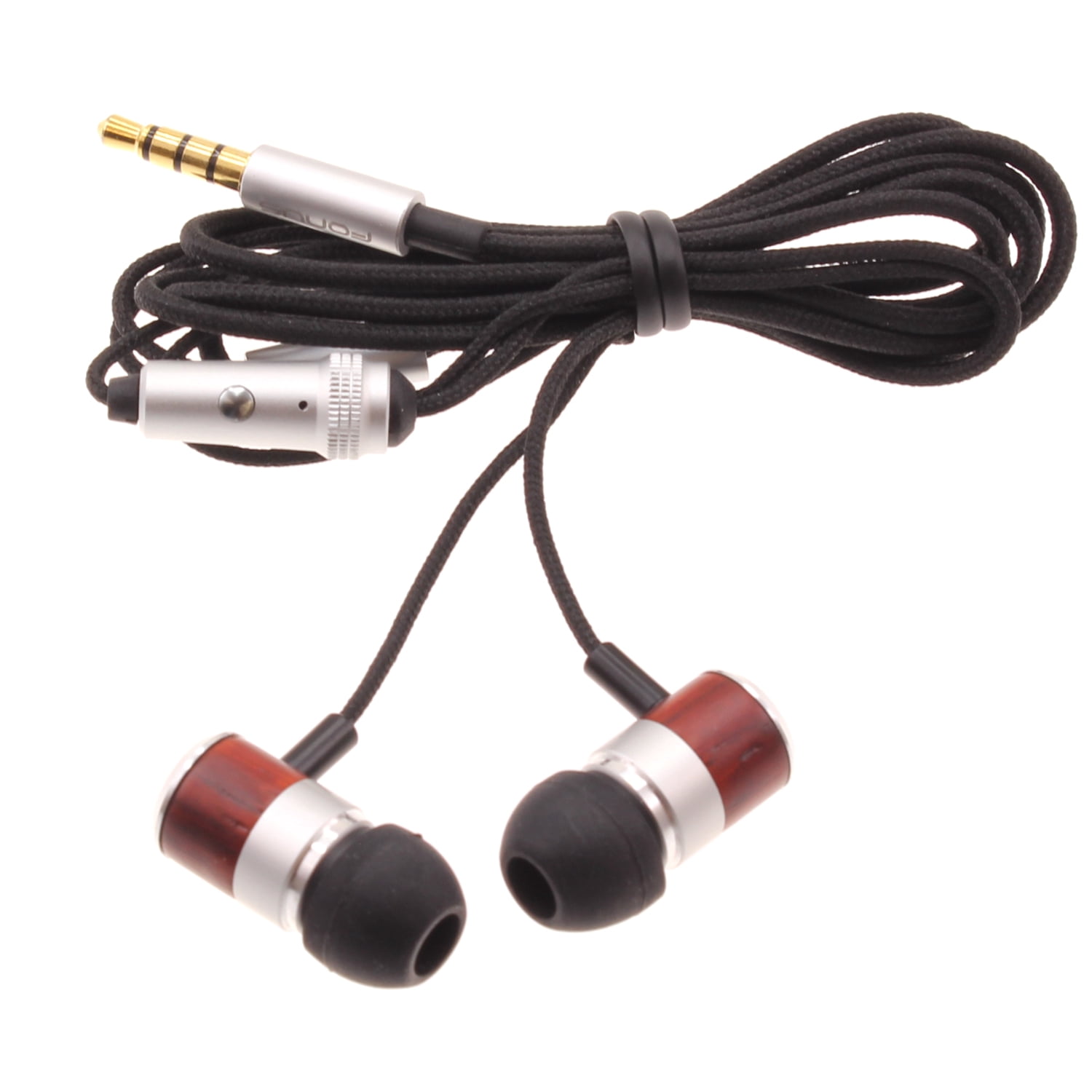 Wired Earphones for Motorola Moto Tab G62/Tab G70 - Hi-Fi Sound Headphones Handsfree Mic Headset Wooden Earbuds In-ear Earpieces Microphone