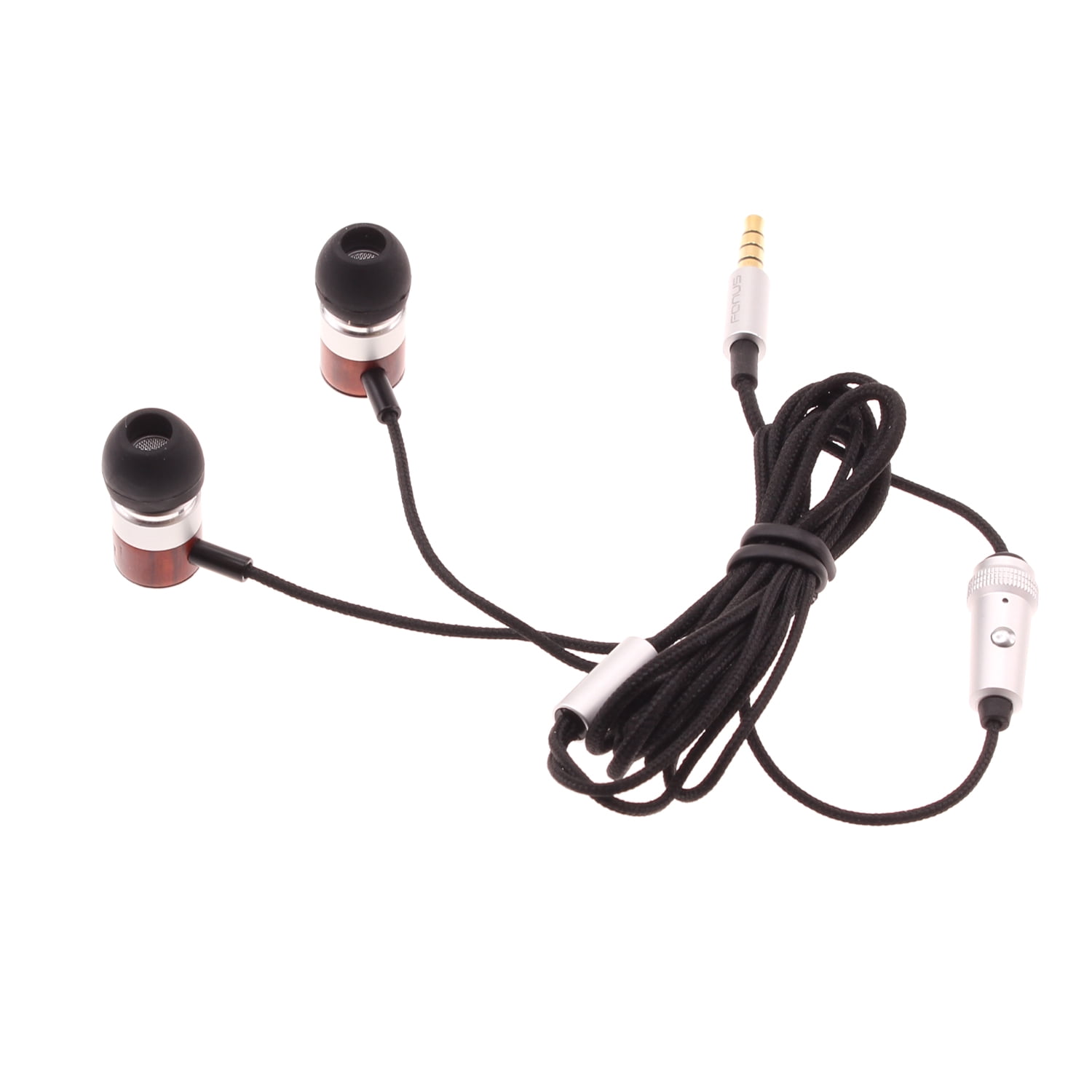 Wired Earphones for T-Mobile REVVL Tab (2023) - Hi-Fi Sound Headphones Handsfree Mic Headset Wooden Earbuds In-ear Earpieces Microphone