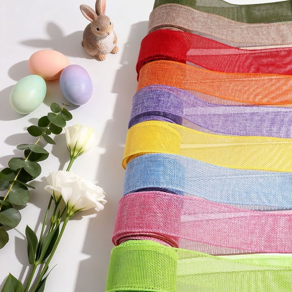 Wired Edge Burlap Ribbon Roll for Crafts Wrapping Floral Arrangements Gift Packaging Home and Event Decoration