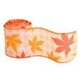 thumbnail image 1 of Wired Edge Fall Ribbon 2m, Pumpkin Maple Leaf Printed Ribbon for Thanksgiving Autumn Crafts, Multicolor, 1 of 5