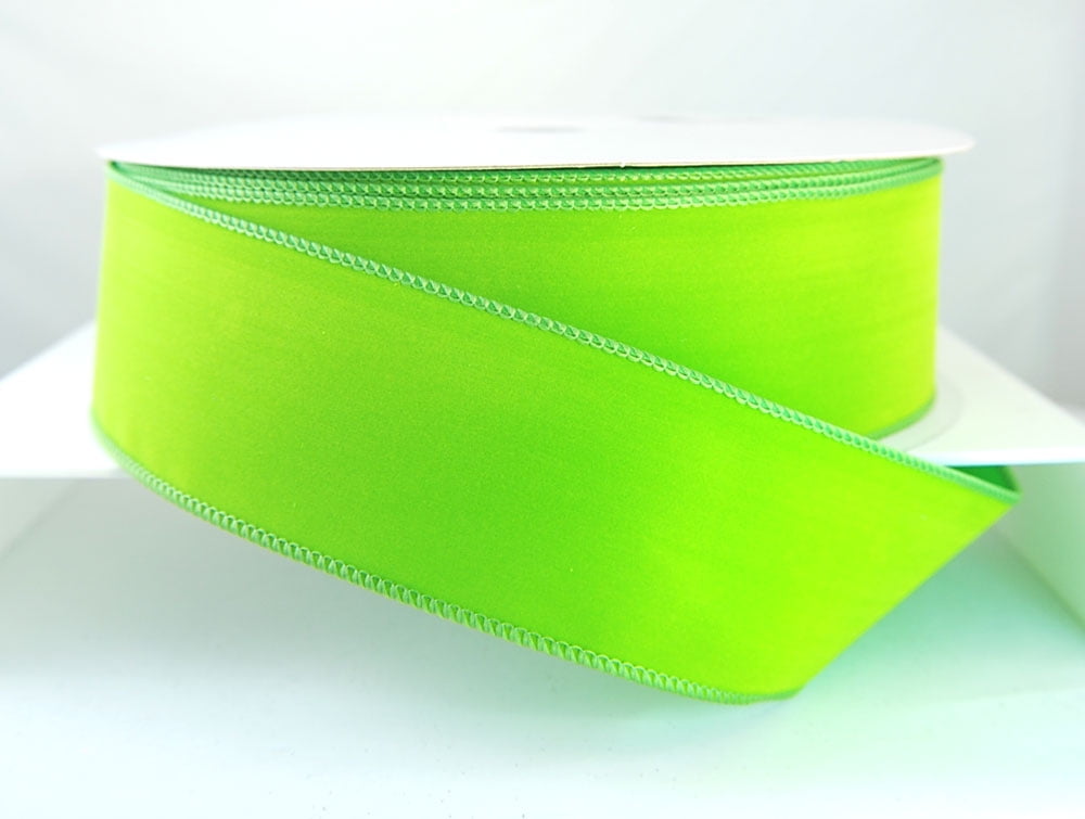 Wired Edges Citrus Bright Green Velvet Christmas Ribbon 2 1/2" #40 - 50 Yards