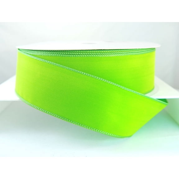 Wired Edges Citrus Bright Green Velvet Christmas Ribbon 2 1/2" #40 - 50 Yards