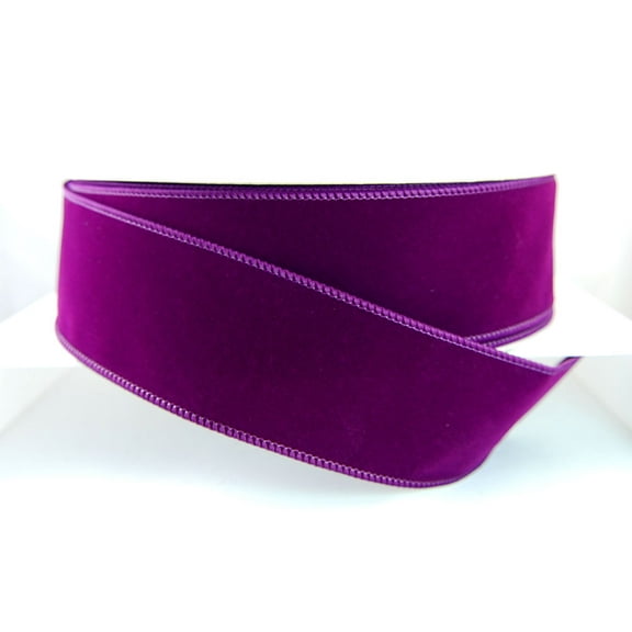 Wired Edges Deep Puprle Velvet Christmas Ribbon 2 1/2" #40 - 50 Yards
