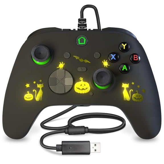 Wired Game Controller for PC and X-BOX-1/One Support RGB LED Turbo Programmable Button 3.5mm Jack Vibration USB Gamepad for X-BOX-1 need updated by yourself