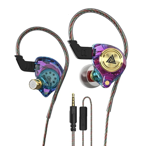 Wired Gaming Earbuds, Ak3file in Ear Monitors, Deep Bass Sound Wired Earbuds, HiFi in Ear Headphones with 1DD 10mm Dynamic Driver, IEM for Music Gaming Video Calling (Purple)