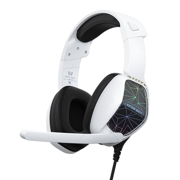 Wired Gaming Headset, Headphone with Surround Sound Microphone, 3.5mm Headphones Jack, Over-Ear Headset for PC/PS5/Xbox, White