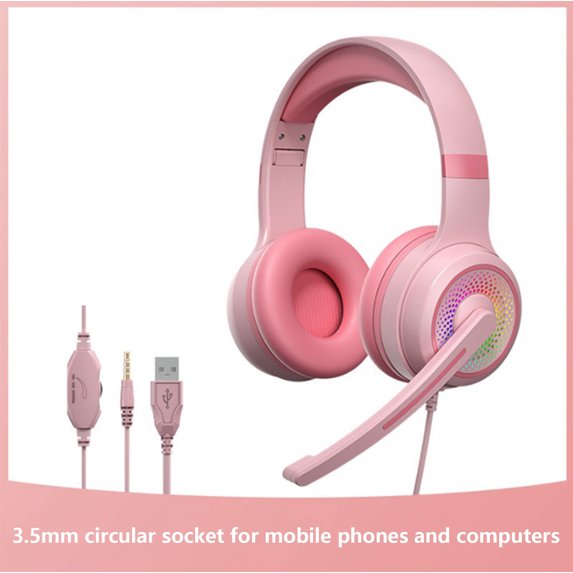 Wired Gaming Headset with Microphone, Dynamic RGB Light , Soft earcups, 3.5mm jack connection, Passive noise canceling, Plug-and-play on PC, PS4, PS5, and Xbox