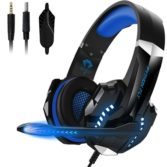 Wired Gaming Headset for PC/Xbox Series,AILKIN Ps5 Gaming Headset with Mic Noise Cancelling Microphone for PS4/PS5/Switch,PC Usb Gaming Headphone,LED Light,7.1 Surround Sound,USB+3.5mm Wired