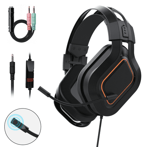 Gaming Headset for PC, PS4, PS5, Xbox Headset with 7.1 Surround Sound Gaming Headphones with Noise Canceling Mic, 40mm Drivers over Ear Headphones for Nintendo, Xbox Series x/S, Laptop, Black
