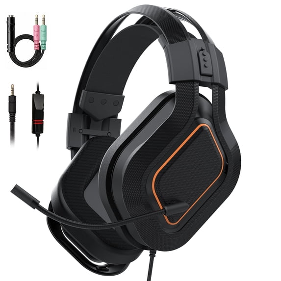 Gaming Headset for PC, PS4, PS5, Xbox Headset with 7.1 Surround Sound Gaming Headphones with Noise Canceling Mic, 40mm Drivers over Ear Headphones for Nintendo, Xbox Series x/S, Laptop, Black
