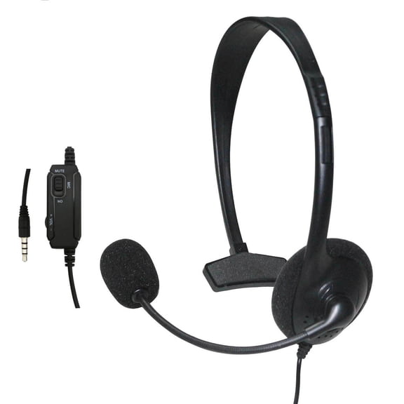 Wired Gaming Headset SingleEar Boom Microphone Headphone for Game Players Online Chat Teammate Communication Controller
