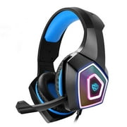 Wired Gaming Headset for PS4 PS5 Xbox One Switch PC with Noise Canceling Mic Deep Bass Surround Sound & LED Light