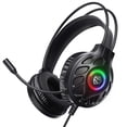 thumbnail image 1 of Wired Gaming Headset with Suspension Headband for PS5 PS4 Xbox PC, Noise Canceling Over Ear Game Headphone with Mic/LED Light - Black, 1 of 8