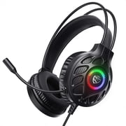 Wired Gaming Headset with Suspension Headband for PS5 PS4 Xbox PC, Noise Canceling Over Ear Game Headphone with Mic/LED 