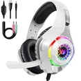 thumbnail image 1 of Gaming Headsets Wired for PS5 PS4 Switch Xbox One PC with 3.5MM,RGB Light,Noise Canceling Mic,Surround Sound,Over Ear Muffs Gaming Headphones,White, 1 of 8