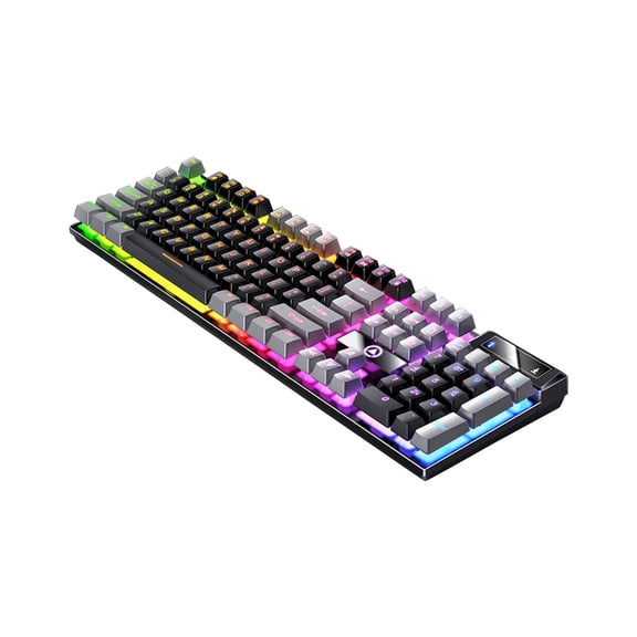 Wired Gaming Keyboard 104-Key, Colorful RGB Backlit Computer Keyboard with Ergonomic Mechanical Feel, Waterproof USB PC Keyboards for Desktop PC Laptop Gaming and Office Use.