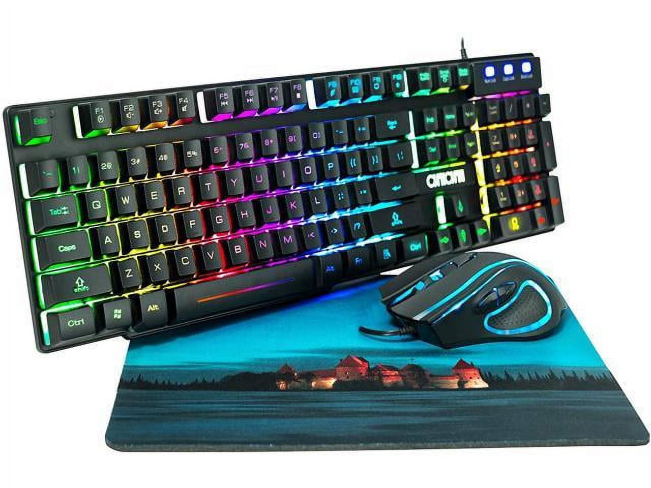 Wired Gaming Keyboard and Mouse Combo 991b RGB Rainbow Led Backlit 7 Colors Office Device