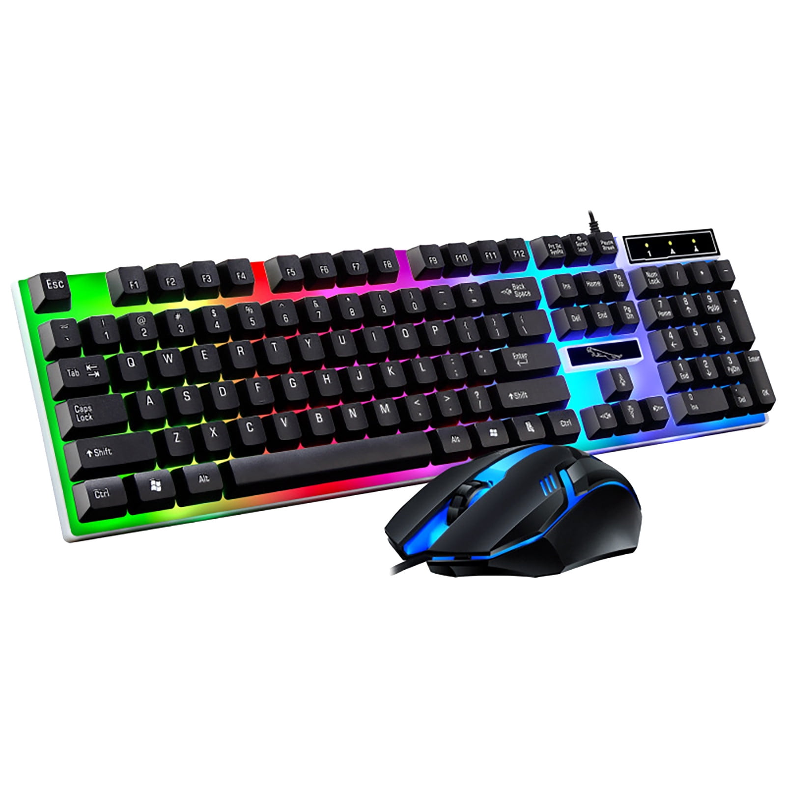 Wired Gaming Keyboard and Mouse Combo, RGB Backlit Computer Keyboard Mouse Set with Mechanical Feel Keycaps, Ergonomic USB PC Keyboards for Desktop Laptop Windows Office.