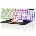 thumbnail image 1 of Wired Gaming Keyboard & Mouse Combo, RGB Backlit Mechanical Gaming Keyboard Mouse W/ Multimedia Keys, Anti-ghosting Keys, Spill-Resistant Keycaps for Windows PC Gamers Desktop Computer Laptop, White, 1 of 8