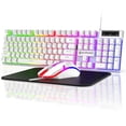 thumbnail image 1 of Wired Gaming Keyboard & Mouse Combo, RGB Backlit Mechanical Gaming Keyboard Mouse W/ Multimedia Keys, Anti-ghosting Keys, Spill-Resistant Keycaps for Windows PC Gamers Desktop Computer Laptop, White, 1 of 8