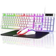 Wired Gaming Keyboard & Mouse Combo, RGB Backlit Mechanical Gaming Keyboard Mouse W/ Multimedia Keys, Anti-ghosting Keys