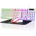 thumbnail image 1 of Wired Gaming Keyboard & Mouse Combo, RGB Backlit Mechanical Gaming Keyboard Mouse W/ Multimedia Keys, Anti-ghosting Keys, Spill-Resistant Keycaps for Windows PC Gamers Desktop Computer Laptop, White, 1 of 8