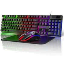 Wired Gaming Keyboard & Mouse Combo, RGB Backlit Mechanical Feel Gaming Keyboard Mouse W/ Multimedia Keys, Anti-ghosting Keys, Spill-Resistant Keycaps for Windows PC Gamers Desktop Computer Laptop