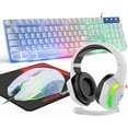 thumbnail image 1 of Wired Gaming Keyboard and Mouse Headset Combo,Rainbow LED Backlit Wired Keyboard,Over Ear Headphone with Mic,Rainbow Backlit Gaming Mice,Mouse Pad,for PC,Laptop,Mac,PS4,Xbox(White), 1 of 7