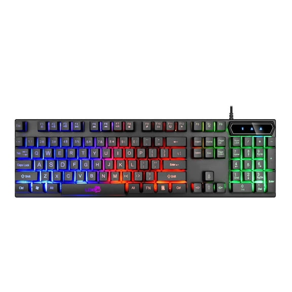 Wired Gaming Keyboard with RGB Backlit Illumination, 104 Keys Ergonomic Computer Keyboard, USB Wired Mechanical Feel Keyboards for PC Desktop Laptop Gaming and Office Typing.