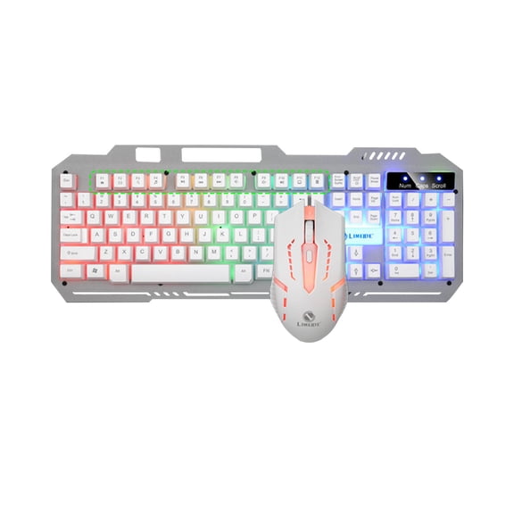 Wired Gaming Keyboard and Mouse Combo, 104 Keys RGB Backlit with Metal Panel, Ergonomic with Phone Stand for PC Gamer