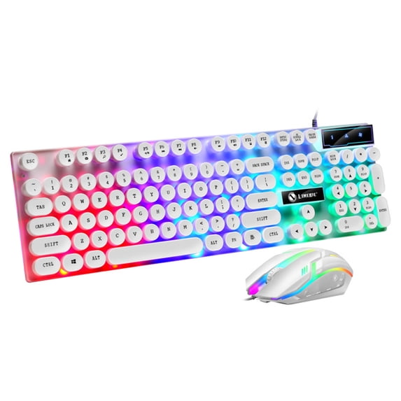 Wired Gaming Keyboard and Mouse Combo, RGB Backlit Mechanical Feel with 104 Keys, Ergonomic with Suspended Keycap Design for PC Gamer