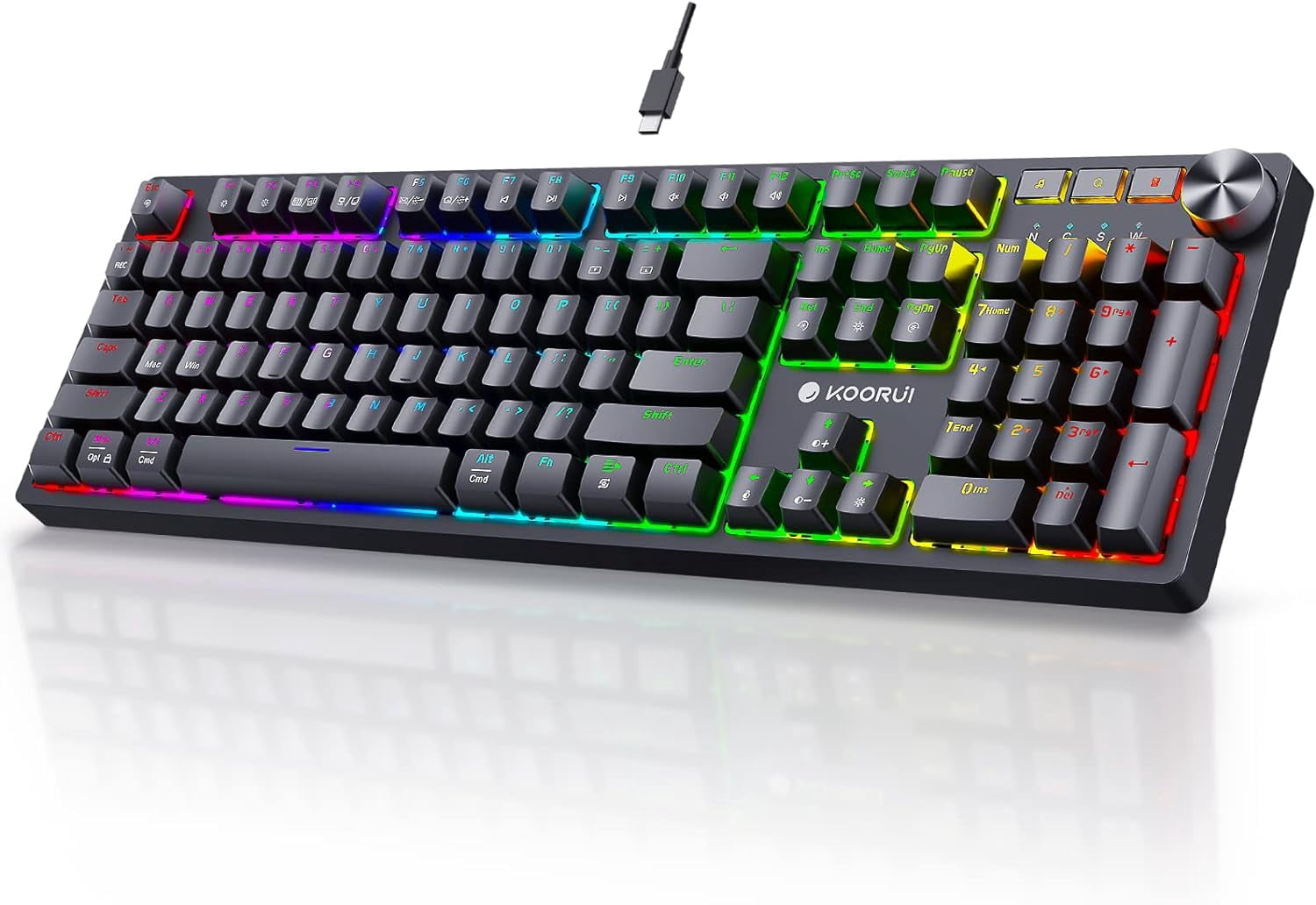 Wired Gaming Keyboards with Brown Switch,Hot-Swap Mechanical Keyboard ...