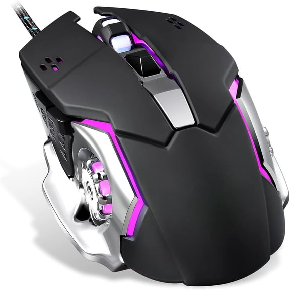 Wired  Gaming Mice, 6 Buttons for Desktop Laptop  PC Gaming , 4 Levels DPI 800-1600-2400-3200 with 4 Colors RGB Backlit,  Design for Professional Gamers Use