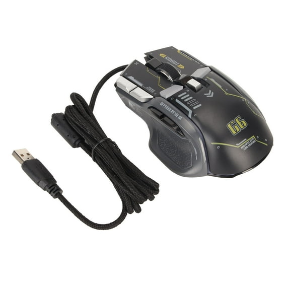 Wired Gaming Mouse 10 Button Macro Programmable 13 Lighting Modes 6 Speed 12800dpi Wired Gaming Mice Black