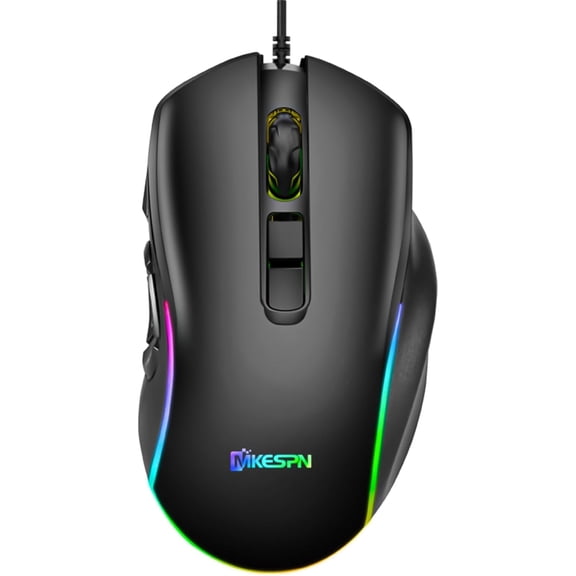 Wired Gaming Mouse, 10 Programmable Buttons, 6400 DPI, 14 RGB Lighting Modes, Dual Office/Gaming Mode, Macro Software Support for PC/Laptop (Black)