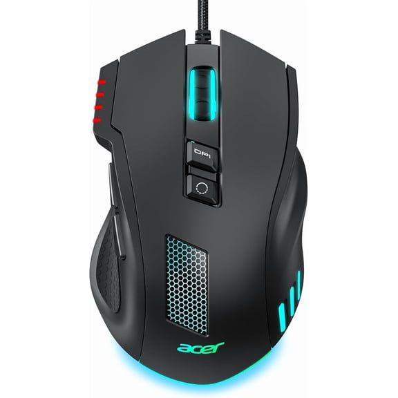Wired Gaming Mouse, 12,800 DPI RGB Ergonomic Computer Mouse with Optical Sensor, 8 Programmable Buttons, 12 Backlit Modes, Software for DIY Keybinds, Rapid Fire, USB Gaming Mice for Laptop, PC