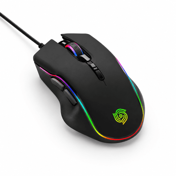 Wired Gaming Mouse, 6 Customizable Buttons, 4 DPI Settings, RGB Lighting