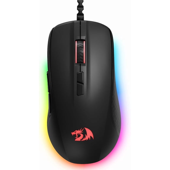 Wired Gaming Mouse, Black PC Gaming Mice with RGB Backlits, 7 Programmable Macro Buttons, Max 12800 DPI, 1000Hz Polling Rate, Cool Corded Optical Mouse for Computer/PC/Laptop/Gamer, M718-AIR