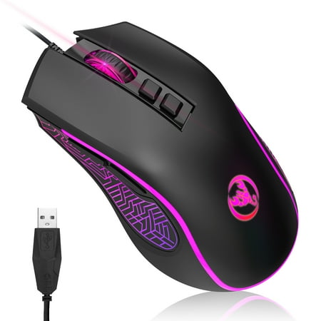 Wired Gaming Mouse, EEEkit RGB Backlit Computer PC Gaming Mice, Ergonomic Mouse with 7 Buttons, 4 Adjustable DPI up to 3600, USB Optical Mice for Windows/PC/Mac/Laptop - Pink/Black