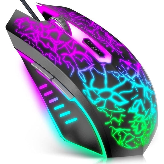 Wired Gaming Mouse, Ergonomic USB Optical Mouse with Chroma RGB Backlight, 1200 To 3600 DPI