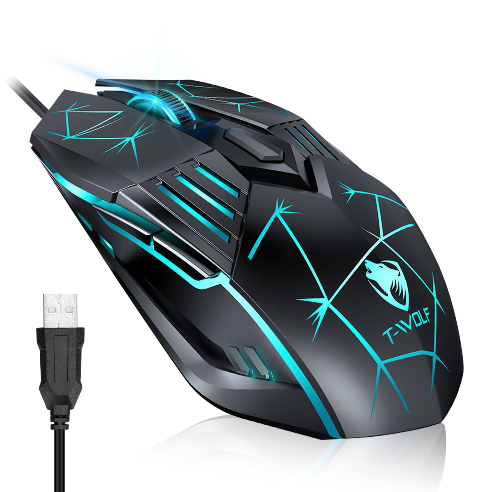 HFDR Wired Gaming Mouse, Ergonomic, 4Color LED, 3600DPI, 6 Buttons, Suitable for PC/Laptop