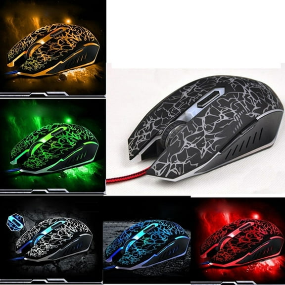 Wired Gaming Mouse Usb Plug and Play Rgb Led Backlight Comfortable Grip Adjustable Dpi Settings for Pc Laptop Desktop Mac Windows Computer Office Home Work Travel Portable Use