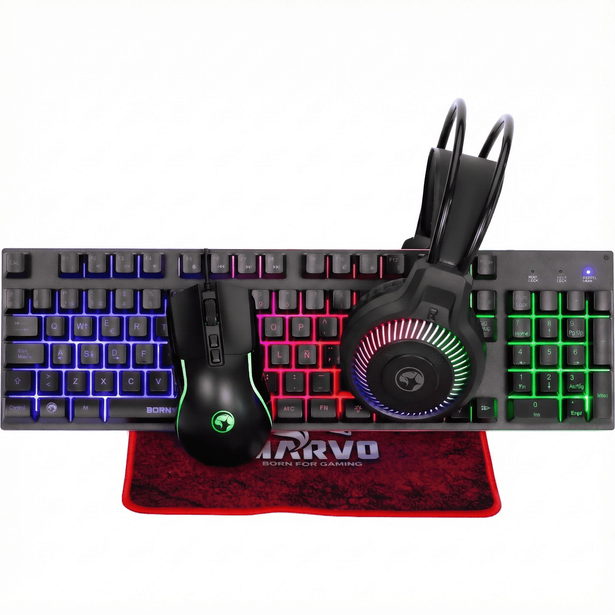 Wired Gaming keyboard, Gaming Mouse, Gaming Headphone  and Mousepad, Marvo RGB Backlit Keyboard Mouse Sets, for Windows PC Gamers Desktop Computer Laptop,Black