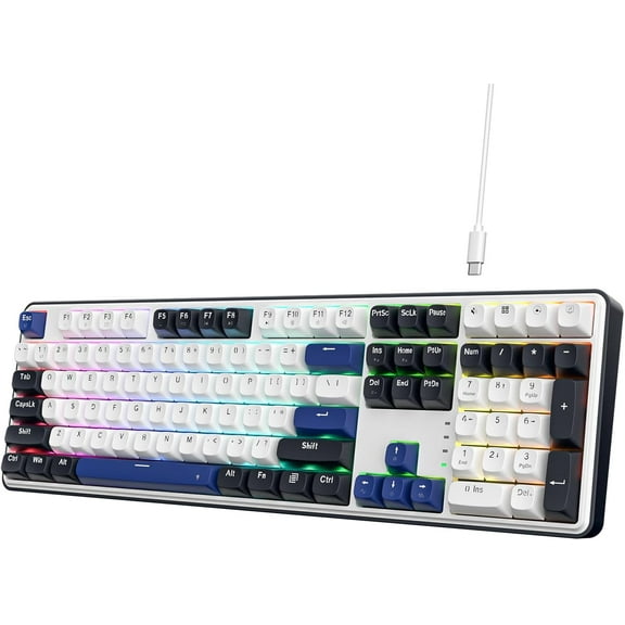 Wired Gasket RGB Mechanical Gaming Keyboard with 108 Keys 4 Hotkeys Hot-Swappable Switches 3-Layer Noise Dampening Mixed Color Keycaps Linear Switch Cerulean Polar