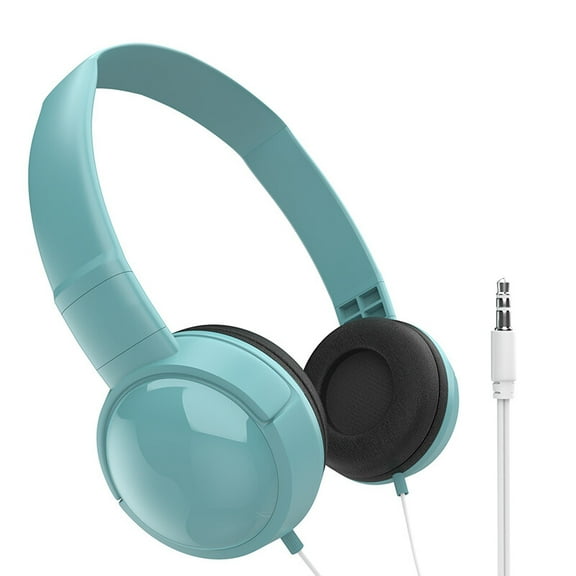 Wired Headphones Bass HiFi Over Ear Headset Earphoned Stereo Noise Cancelling -Blue