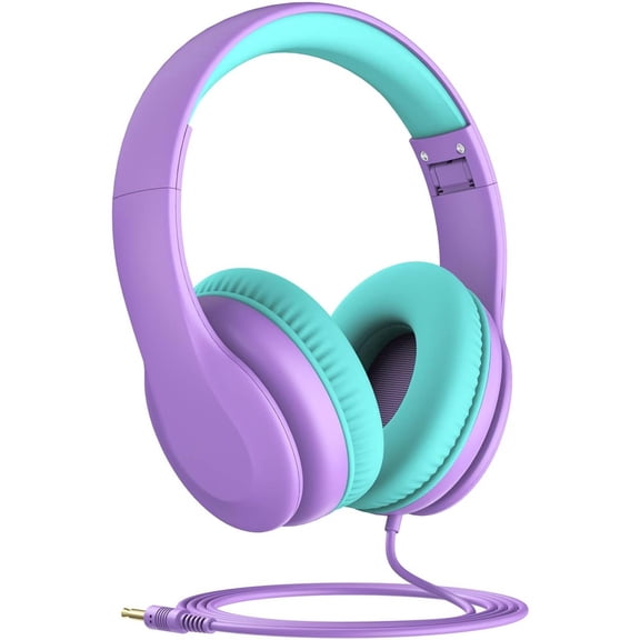 Wired Headphones for Kids, 85dB Volume Limit, 3.5mm Kids Headphones with Cord &USB C to 3.5mm Dongle, Adjustable, Foldable Toddler headsets for School