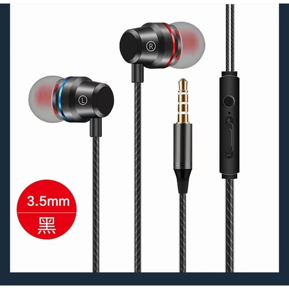 Wired Headphones with Microphone, Noise Cancelling In-Ear Earphones, Powerful Heavy Bass High Definition, Earbuds for iOS Android Smartphones Laptops MP3 Gaming Walkman and All 3.5mm Jack
