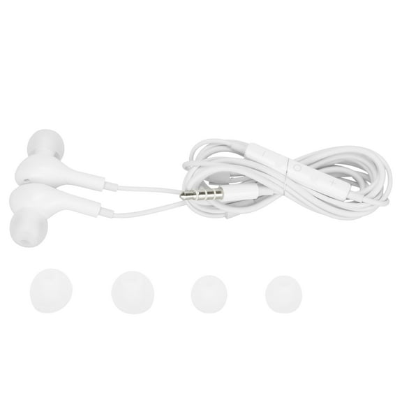 Wired Headset Earbud Type and Noise Reduction Round Hole Mobile Phone Headphone for AndroidWhite